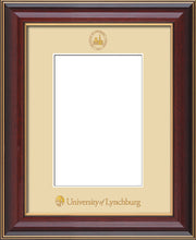 Image of University of Lynchburg 5 x 7 Photo Frame - Cherry Lacquer - w/Official Embossing of UL Seal & Name - Single Cream mat