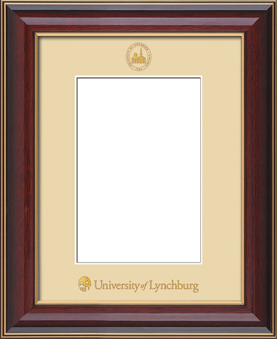 Image of University of Lynchburg 5 x 7 Photo Frame - Cherry Lacquer - w/Official Embossing of UL Seal & Name - Single Cream mat