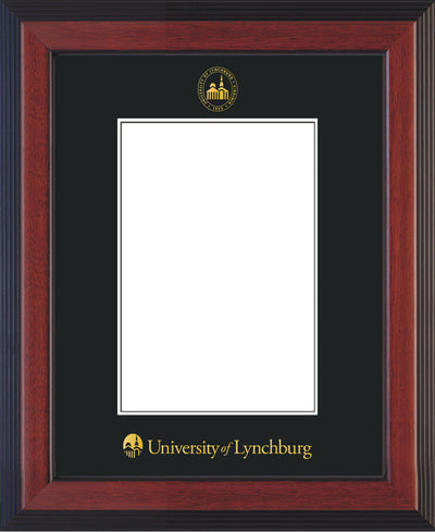 Image of University of Lynchburg 5 x 7 Photo Frame - Cherry Reverse - w/Official Embossing of UL Seal & Name - Single Black mat