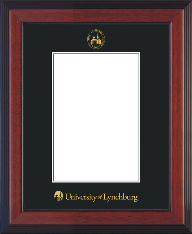 Image of University of Lynchburg 5 x 7 Photo Frame - Cherry Reverse - w/Official Embossing of UL Seal & Name - Single Black mat