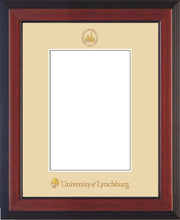 Image of University of Lynchburg 5 x 7 Photo Frame - Cherry Reverse - w/Official Embossing of UL Seal & Name - Single Cream mat