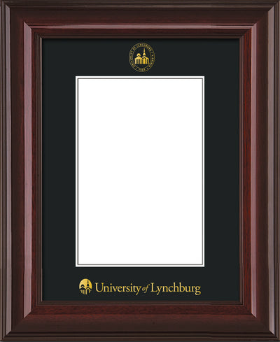 Image of University of Lynchburg 5 x 7 Photo Frame - Mahogany Lacquer - w/Official Embossing of UL Seal & Name - Single Black mat