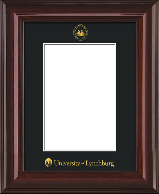 Image of University of Lynchburg 5 x 7 Photo Frame - Mahogany Lacquer - w/Official Embossing of UL Seal & Name - Single Black mat
