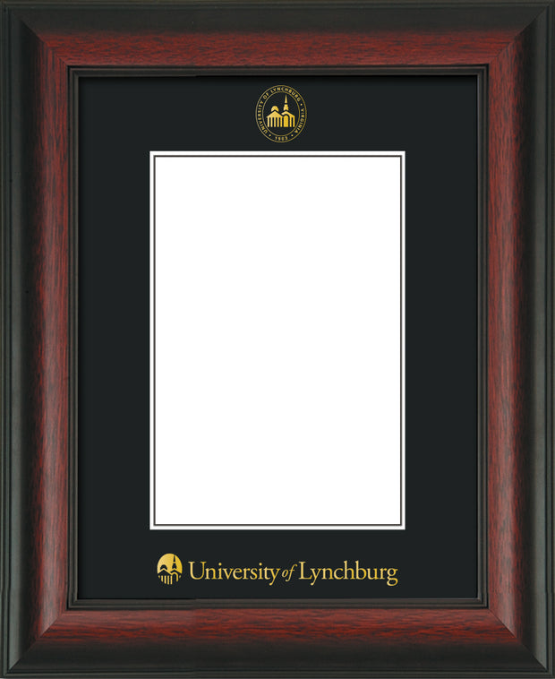 Image of University of Lynchburg 5 x 7 Photo Frame - Rosewood - w/Official Embossing of UL Seal & Name - Single Black mat
