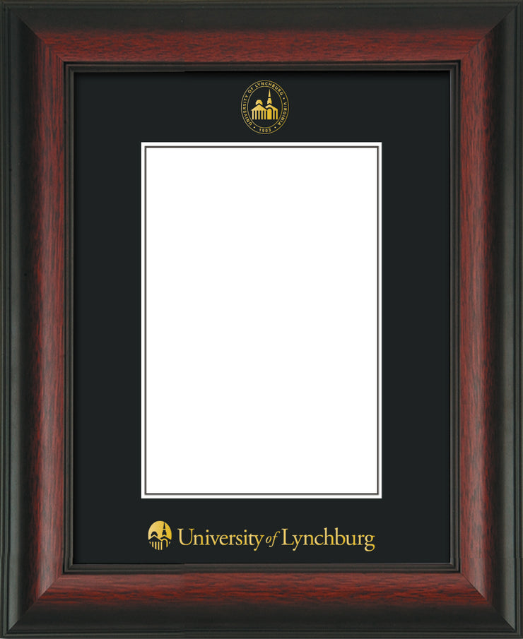 Image of University of Lynchburg 5 x 7 Photo Frame - Rosewood - w/Official Embossing of UL Seal & Name - Single Black mat