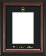 Image of University of Lynchburg 5 x 7 Photo Frame - Rosewood with Gold Lip - w/Official Embossing of UL Seal & Name - Single Black mat