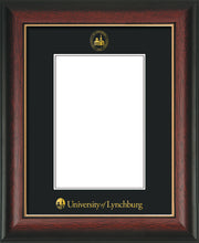 Image of University of Lynchburg 5 x 7 Photo Frame - Rosewood with Gold Lip - w/Official Embossing of UL Seal & Name - Single Black mat