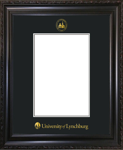 Image of University of Lynchburg 5 x 7 Photo Frame - Vintage Black Scoop - w/Official Embossing of UL Seal & Name - Single Black mat