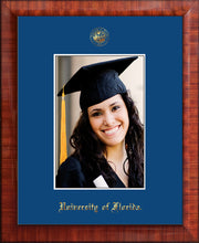 Image of University of Florida 5 x 7 Photo Frame - Mezzo Gloss - w/Official Embossing of UF Seal & Name - Single Royal Blue mat