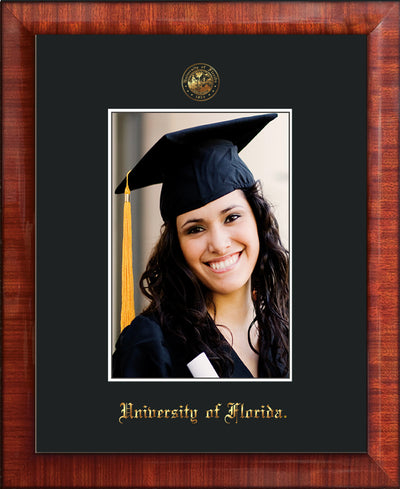 Image of University of Florida 5 x 7 Photo Frame - Mezzo Gloss - w/Official Embossing of UF Seal & Name - Single Black mat