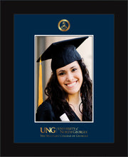 Image of University of North Georgia 5 x 7 Photo Frame - Flat Matte Black - w/Official Embossing of Military Seal & Military Wordmark - Single Navy mat