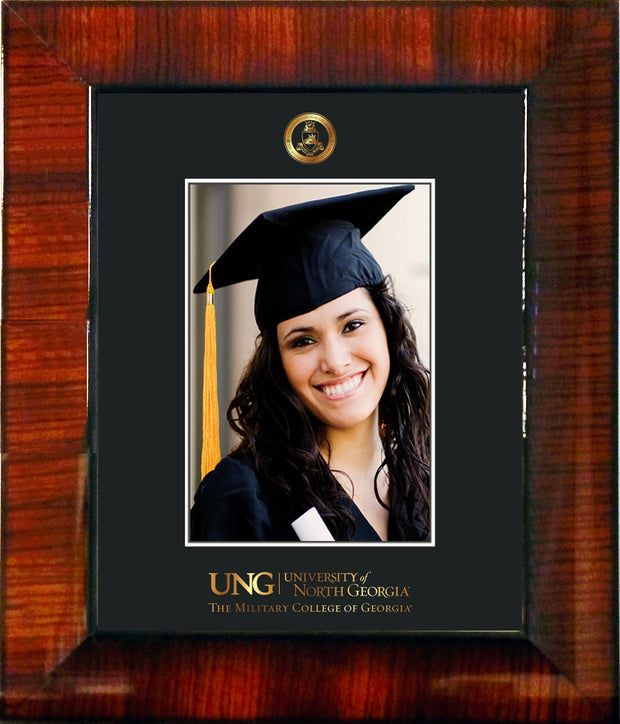 Image of University of North Georgia 5 x 7 Photo Frame - Mezzo Gloss - w/Official Embossing of Military Seal & Military Wordmark - Single Black mat