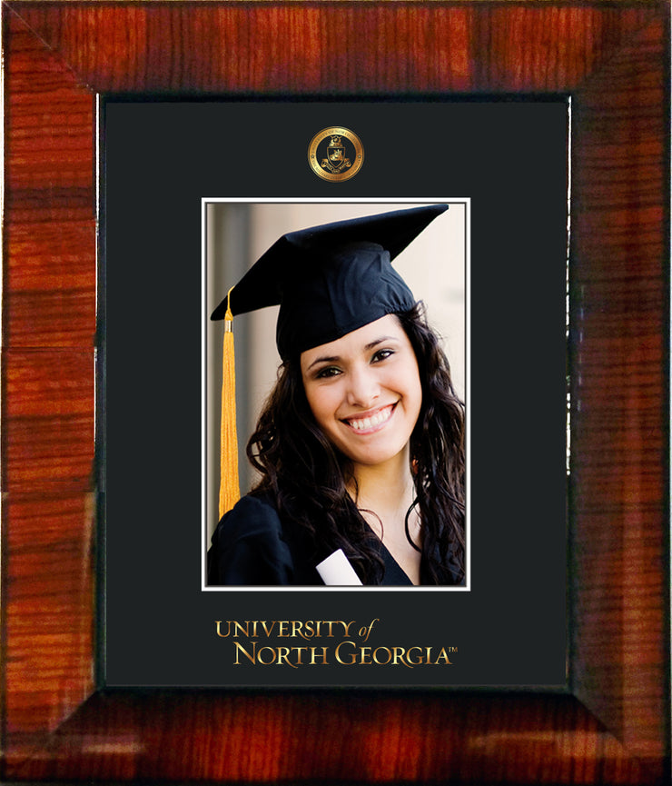 Image of University of North Georgia 5 x 7 Photo Frame - Mezzo Gloss - w/Official Embossing of Military Seal & UNG Wordmark - Single Black mat