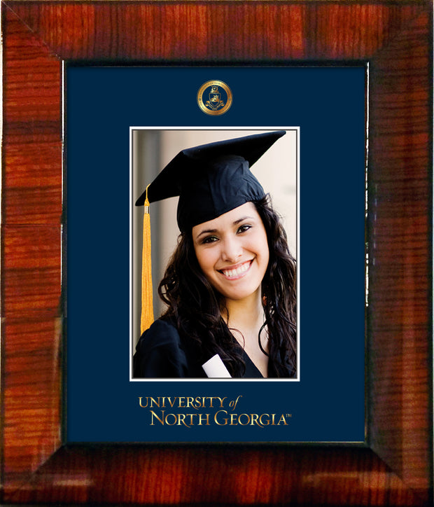 Image of University of North Georgia 5 x 7 Photo Frame - Mezzo Gloss - w/Official Embossing of Military Seal & UNG Wordmark - Single Navy mat
