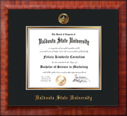Image of Valdosta State University Diploma Frame - Mezzo Gloss - w/Embossed Seal & Name - Black on Gold mats