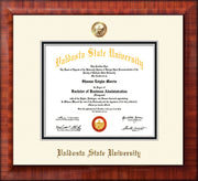 Image of Valdosta State University Diploma Frame - Mezzo Gloss - w/Copper Embossed Seal & Name - Off-White on Black mats
