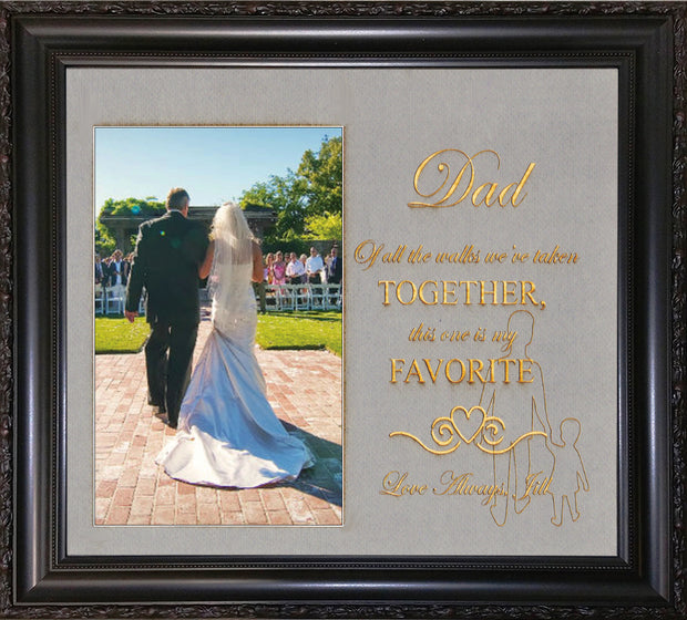 Image of Personalized Photo Frames - Vintage Black Scoop - w/Grey mat - w/Father of the Bride Wedding Design