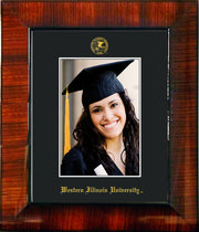 Image of Western Illinois University 5 x 7 Photo Frame - Mezzo Gloss - w/Official Embossing of WIU Seal & Name - Single Black mat
