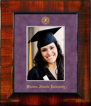 Image of Western Illinois University 5 x 7 Photo Frame - Mezzo Gloss - w/Official Embossing of WIU Seal & Name - Single Purple Suede mat
